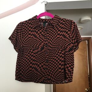 Wild Fable Wavy Checkered Button Up Top